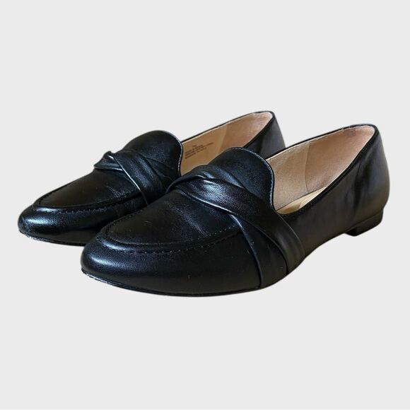 Talbots Ryan Twist Nappa Leather Loafers Women's Size 7 Black Slip On Flats - Picture 1 of 15